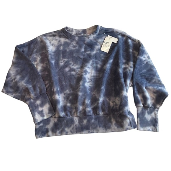 Old Navy Blue Tie Dye Oversized Sweater with Fitted Sleeves Unique Dye SZ XL - Picture 1 of 8